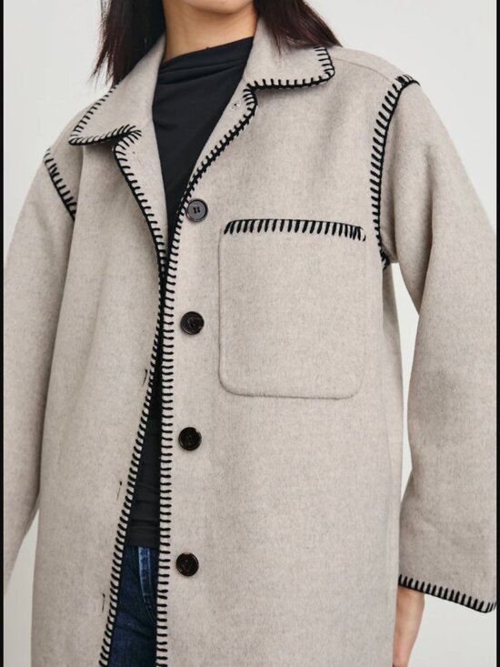 Rails Jackets & Blazers - Rails Odyssey Whipstitch Detail Wool Blend Jacket Shacket Shade Oatmeal $398.00
